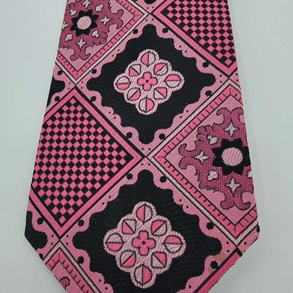 Excellence Original Jupiter Men's Necktie, silk, pink, Black size 54.5 x 4